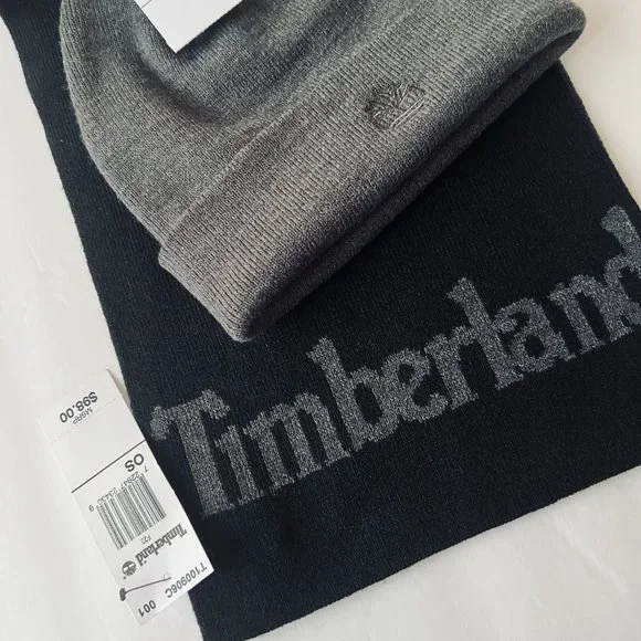 TIMBERLAND Men's Hat & Scarf Set NWT - Picture 2 of 7